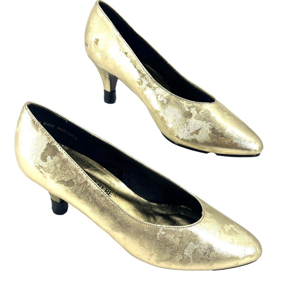 Premiere Collection Carolyn Gold Print Ballroom Dance Shoes Smooth Modern Waltz